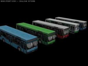 pacote de &ocirc;nibus low-poly Modelo 3D