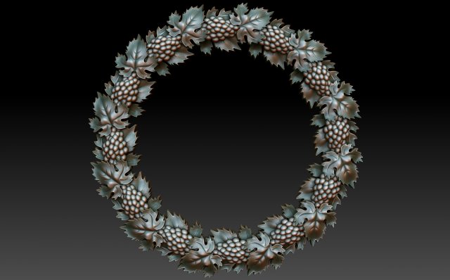 decorative frame with grapes and leaves 3D Модель .c4d .max .obj .3ds .fbx .stl .blend