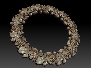 decorative frame with grapes and leaves 3D Модель
