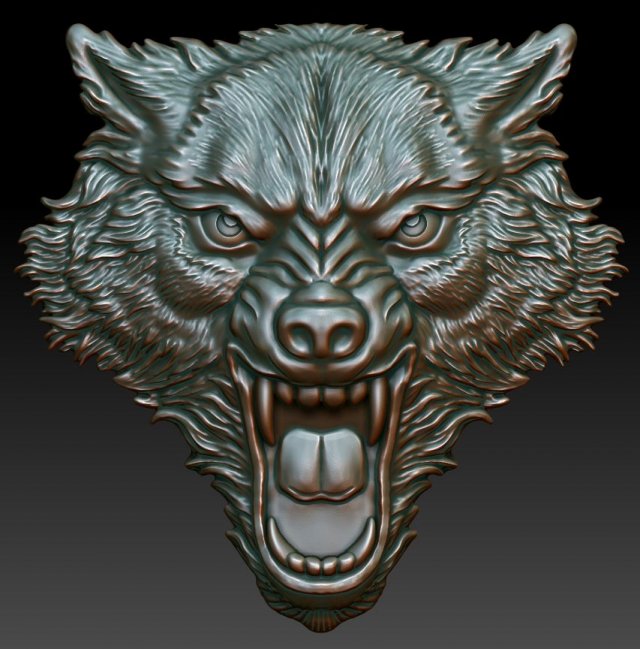 wolf head Model Cetak 3D .c4d .max .obj .3ds .fbx .stl .blend 