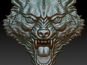 オオカミの頭 3Dプリントモデル