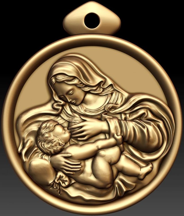 madonna pendant 3D Model .c4d .max .obj .3ds .fbx .stl .blend 