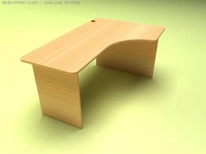 나무 사무실 책상 3D 모델