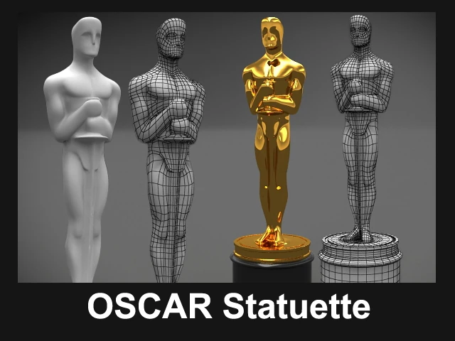 oscar award statuette 3D Model .c4d .max .obj .3ds .fbx .stl .blend