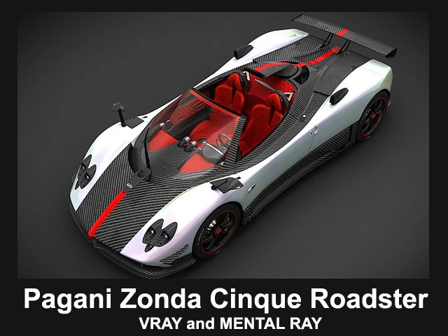 pagani zonda cinque roadster 3D Model .c4d .max .obj .3ds .fbx .stl .blend 