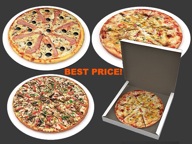 pizza collection 3D Model .c4d .max .obj .3ds .fbx .stl .blend 