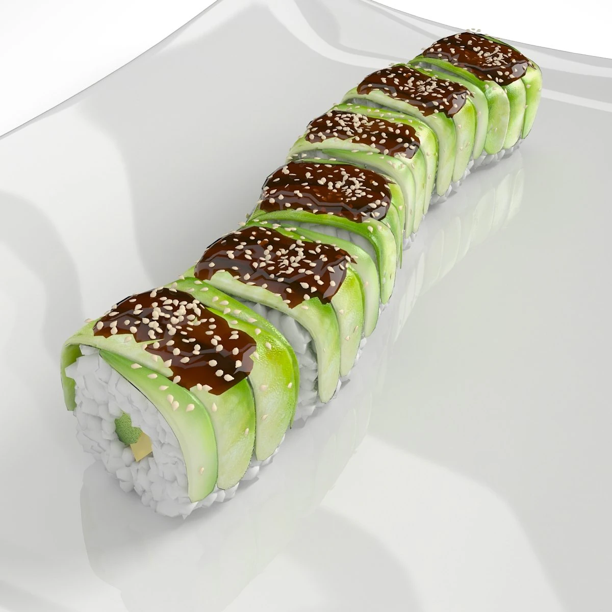 sushi green dragon 3D Model .c4d .max .obj .3ds .fbx .stl .blend 