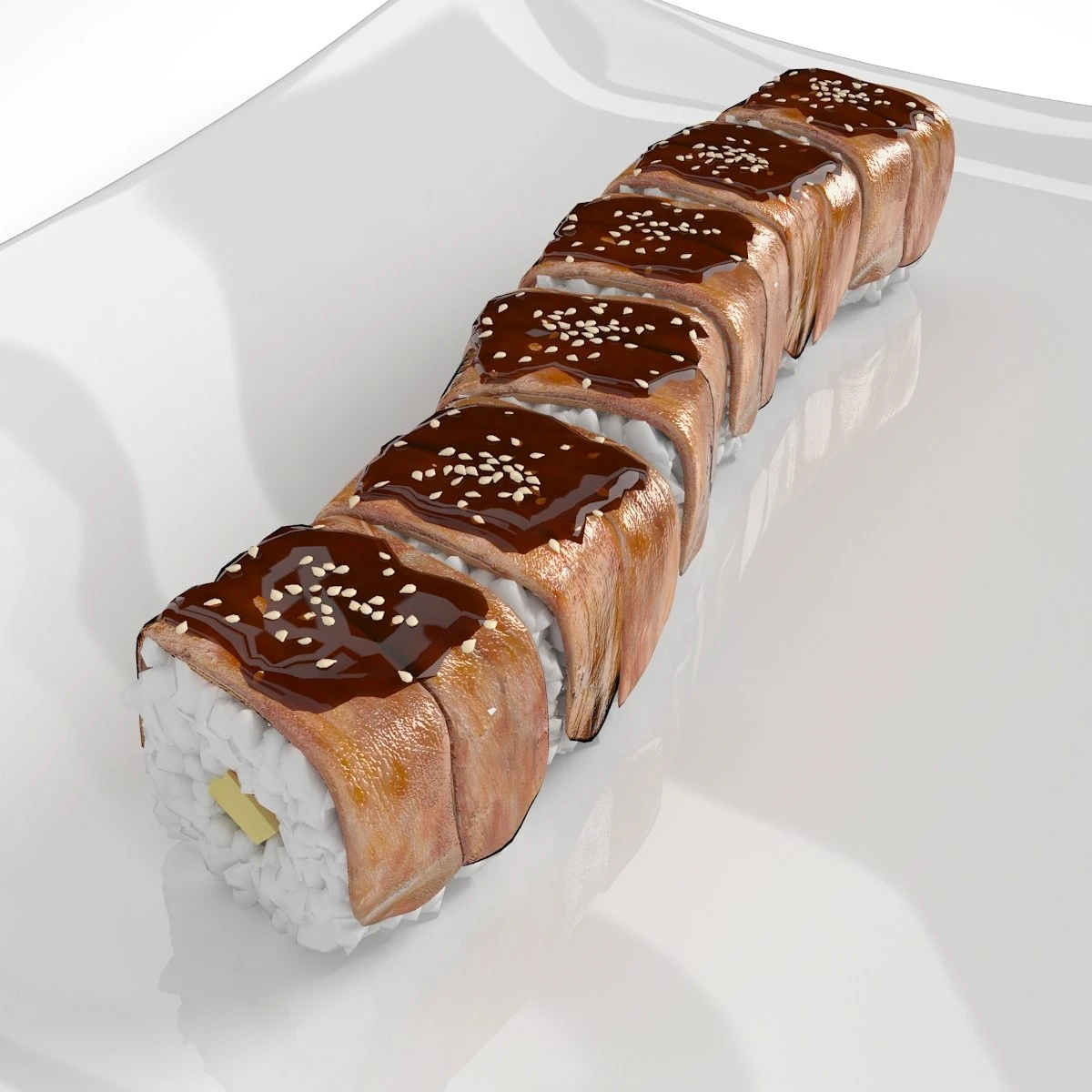 sushi golden dragon 3D Model .c4d .max .obj .3ds .fbx .stl .blend