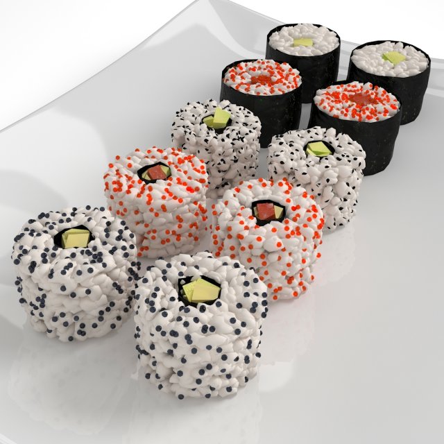sushi rolls 3D मॉडल .c4d .max .obj .3ds .fbx .stl .blend 