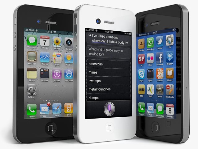 apple iphone 4s 3D Модель .c4d .max .obj .3ds .fbx .stl .blend 