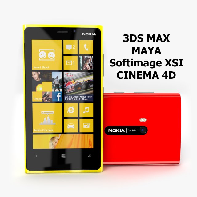 nokia lumia 920 3D Model .c4d .max .obj .3ds .fbx .stl .blend 