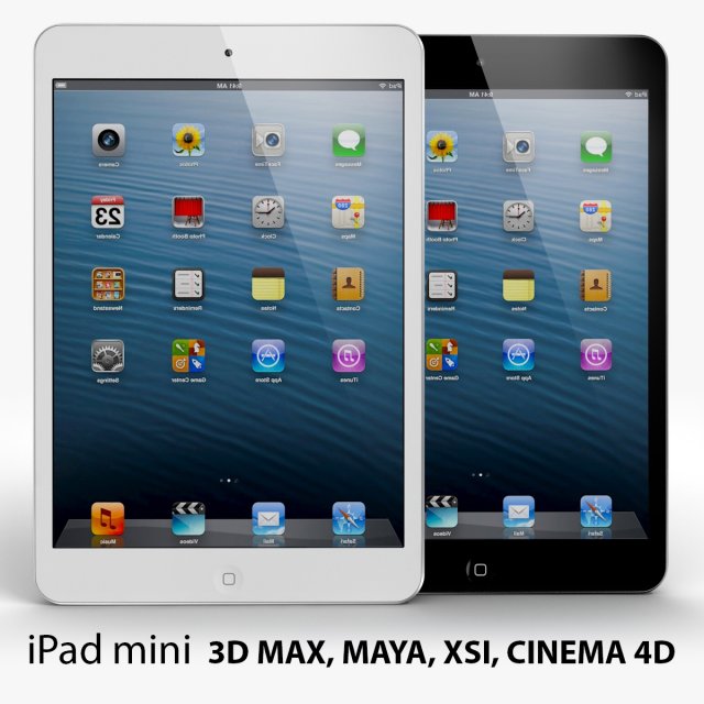 apple ipad mini 3D 모델 .c4d .max .obj .3ds .fbx .stl .blend 