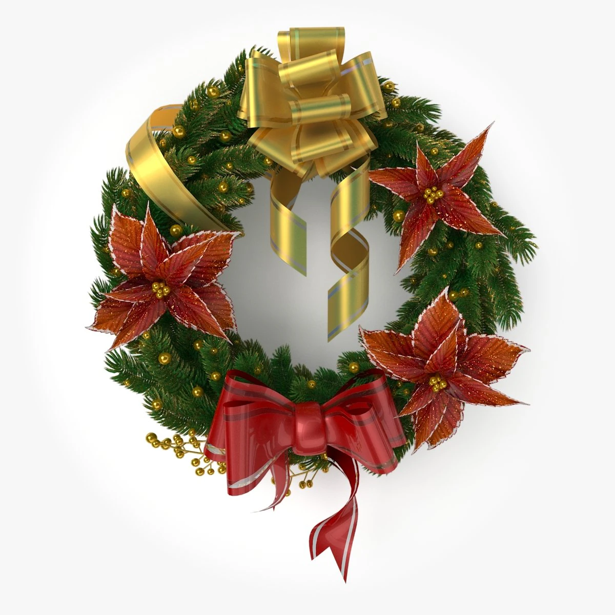 christmas wreath 1 3D Model .c4d .max .obj .3ds .fbx .stl .blend
