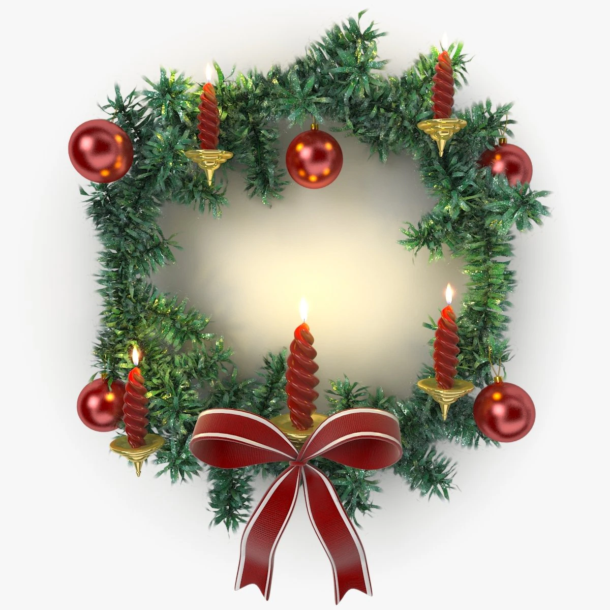 christmas wreath 2 3D Model .c4d .max .obj .3ds .fbx .stl .blend 