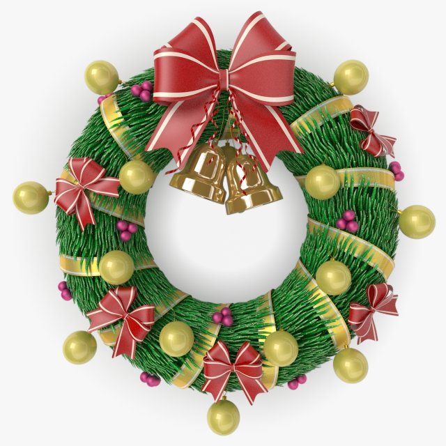 christmas wreath 3 3D Model .c4d .max .obj .3ds .fbx .stl .blend 