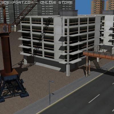 cityscape scene 2 3D Модель .c4d .max .obj .3ds .fbx .stl .blend 