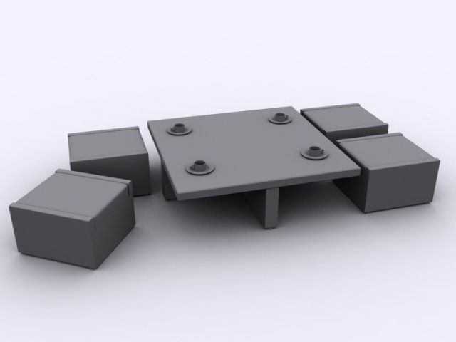 coffee table clay 3D Model .c4d .max .obj .3ds .fbx .stl .blend 