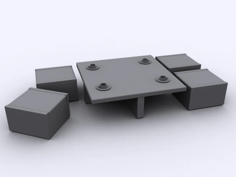 coffee table clay 3D Model .c4d .max .obj .3ds .fbx .stl .blend 