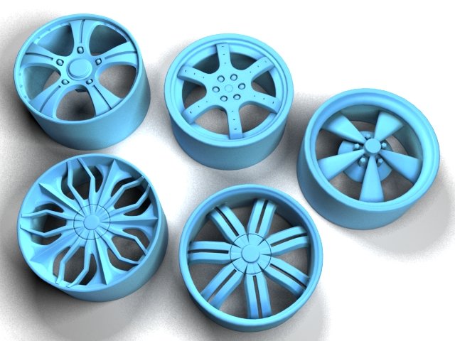 5 rims collections 3D Print Model .c4d .max .obj .3ds .fbx .stl .blend