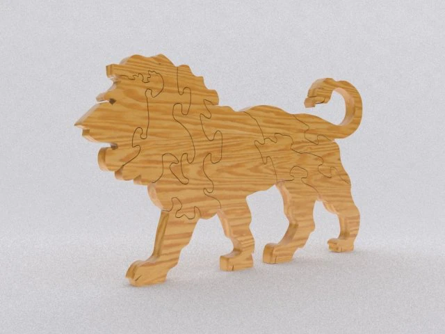 wood lion puzzle 3D Print Model .c4d .max .obj .3ds .fbx .stl .blend