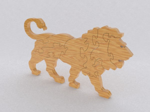 wood lion puzzle 3D Print Model