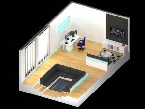 Habitación lujosa tipo loft Modelo 3D