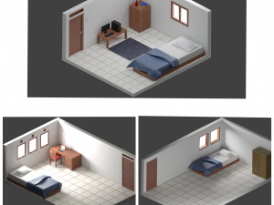 3 Simple Bedrooms 3D Model