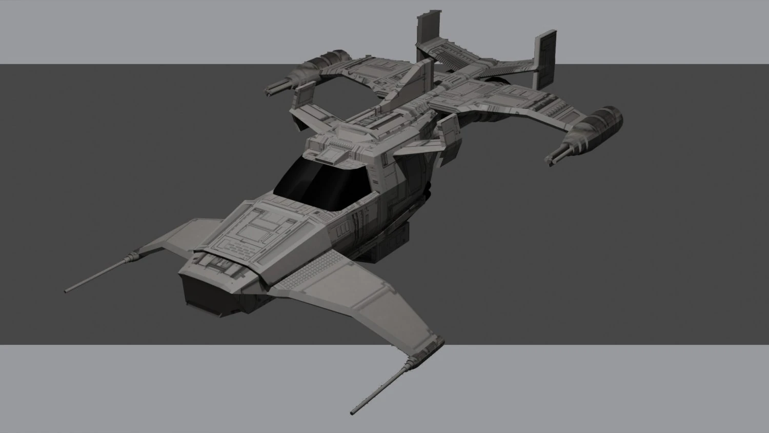 Space Gunship 3D Model .c4d .max .obj .3ds .fbx .stl .blend 