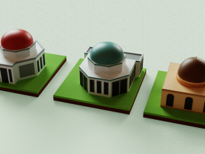 3 Masjid Low Poly 3D Model
