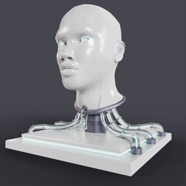Cyborg Head Bust V1 3D Модель .c4d .max .obj .3ds .fbx .stl .blend 