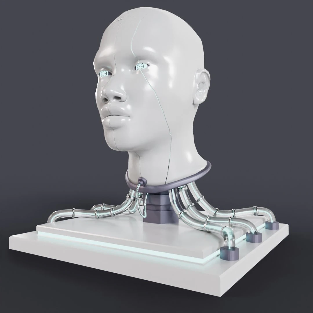 Cyborg Head Bust V1 3D Model .c4d .max .obj .3ds .fbx .stl .blend 