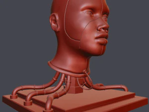 Cyborg Head Bust V1 3D Model