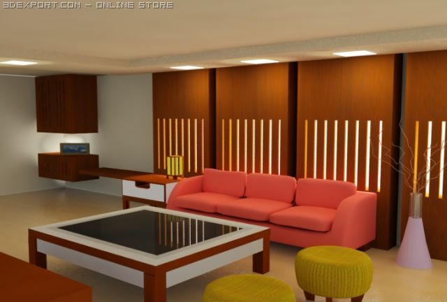 interior guestroom 3D Model .c4d .max .obj .3ds .fbx .stl .blend 