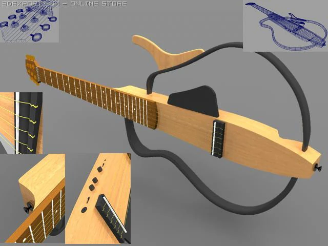 guitar 3D Model .c4d .max .obj .3ds .fbx .stl .blend 