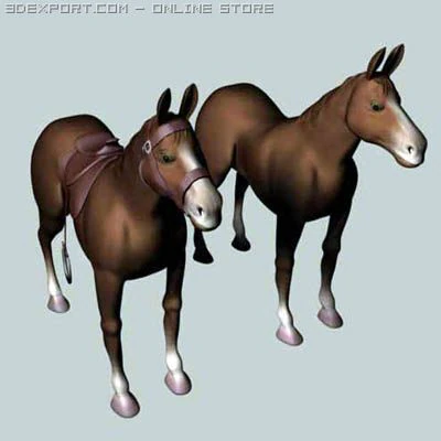 horses 3D Model .c4d .max .obj .3ds .fbx .stl .blend