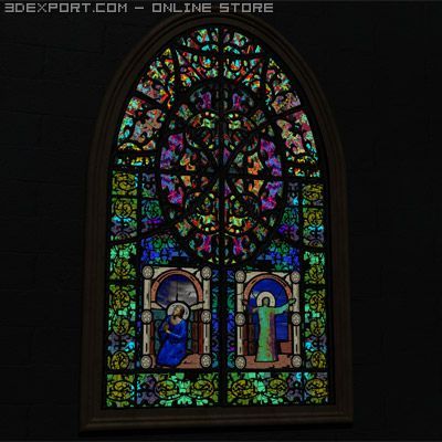 stained glass window 3D Модель .c4d .max .obj .3ds .fbx .stl .blend 
