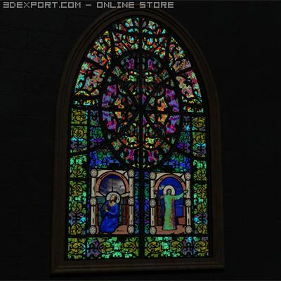 stained glass window 3D Model .c4d .max .obj .3ds .fbx .stl .blend 