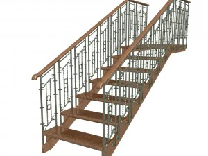 schody z kutą poręczą Model 3D