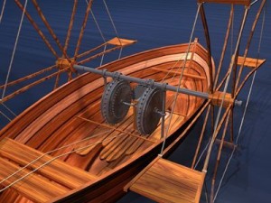 leonardos boat with shovel Modèle 3D