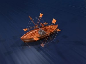 leonardos boat with shovel Modèle 3D