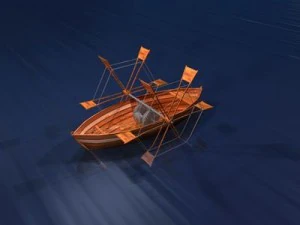 leonardos boat with shovel 3D Model