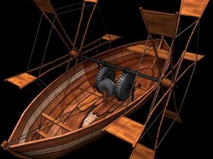 leonardos boat with shovel Modèle 3D