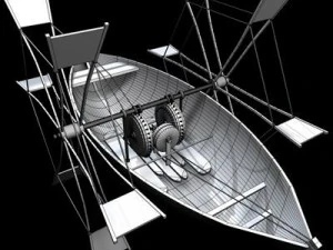 leonardos boat with shovel 3D Model