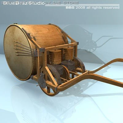 leonardo mechanical drum 3D Model .c4d .max .obj .3ds .fbx .stl .blend 