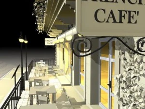 cafe restaurant facade 3D Model