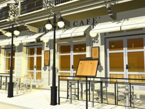 cafe restaurant facade 3D Model