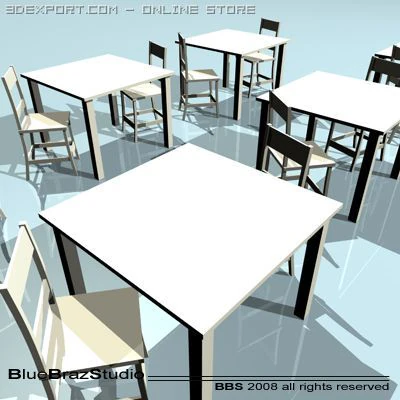 table and chair 3D Model .c4d .max .obj .3ds .fbx .stl .blend 