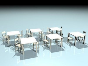 table and chair 3D मॉडल