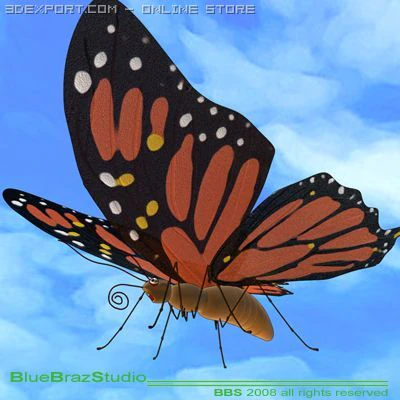 butterfly cartoon 3D Model .c4d .max .obj .3ds .fbx .stl .blend 