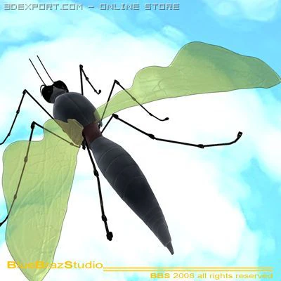 mosquito cartoon 3D Model .c4d .max .obj .3ds .fbx .stl .blend 